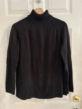 90s Style GAP Women's Black Ribbed Turtleneck Sweater